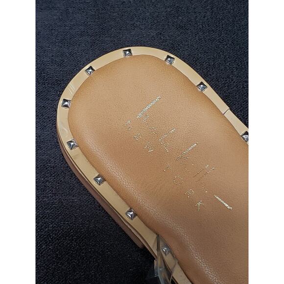 Nicole Miller New York Clear / Silver Pyramid Studded Slide on Flat Sandal - Picture 8 of 11